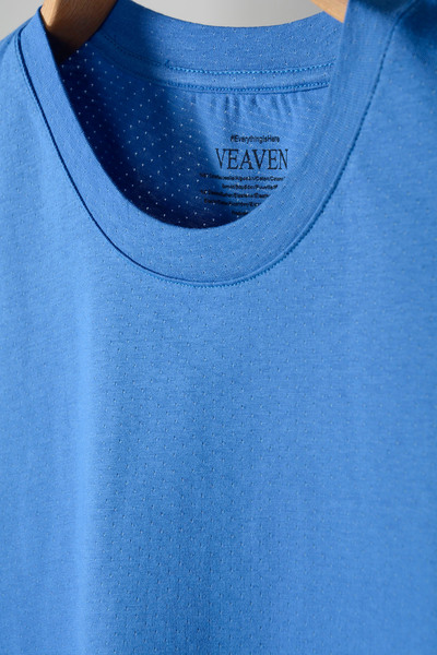 VEAVEN Mavi Nefes Alan Kumaş Oversize Kalıp Bisiklet Yaka T-Shirt