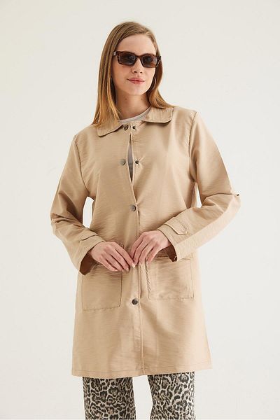 CALİENTE Shirt Collar Snap Cap Beige