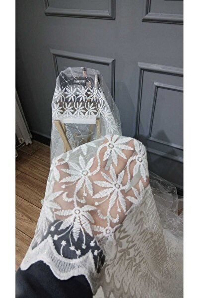 farbateks Brode Embroidery New Eco Series All Pattern Ivy 3 Layers Pleated Tulle Curtain