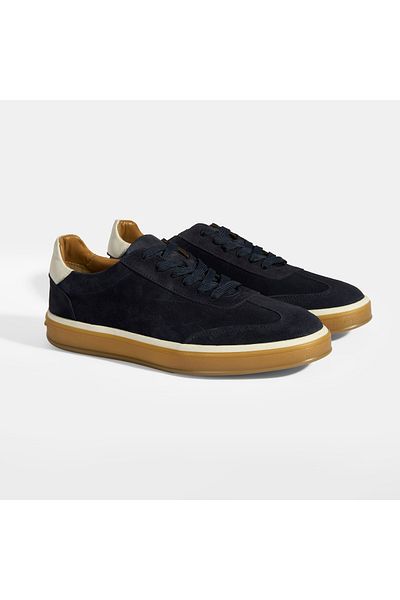 Desa Lianra Navy Blue Men's Suede Lace-Up Casual Shoes