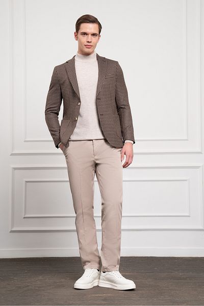Morven Men's Brown Woven Slim Fit Slim Fit Mono Collar Jacket