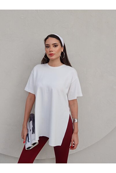 ESRAHELVACI Crew Neck Slit Oversize T-Shirt