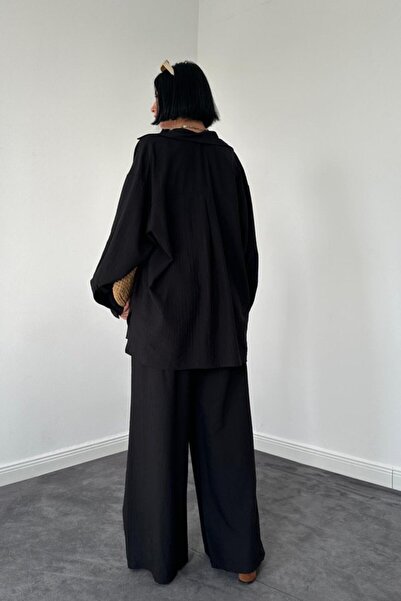 TUA MODA Tua Moda Black Alice Shirt and Loose Cut Pants Suit