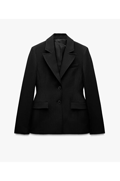 BONJOVİN PARİS Bele Oturan Siyah Vatkalı Blazer Ceket