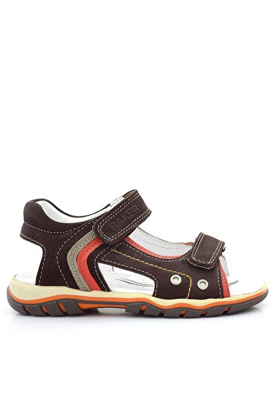 Rakerplus Genuine Leather Brown Velcro Boys' Sandals