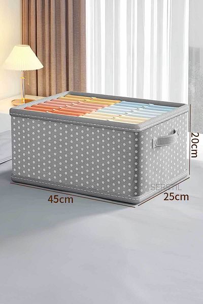 Serstil 2 Pieces - Gray Spotted Cabinet Organizer, 45X25X20 cm Foldable Clothing Storage Box