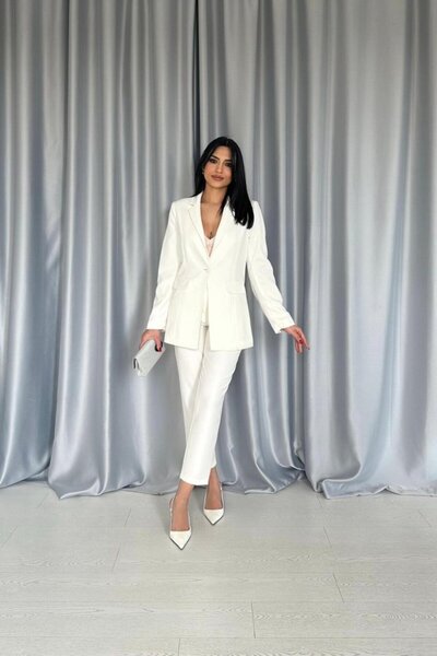 etol textile White Jacket Set