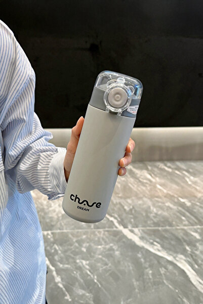 ChefMate Stainless Steel Heat Insulated Thermos Mug with Straw and Lid 400 ml