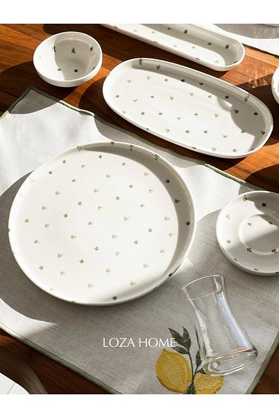 Demir Çeyiz Clover 28 Piece Porcelain Breakfast Set for 6 People - Luxury Breakfast Presentation Set