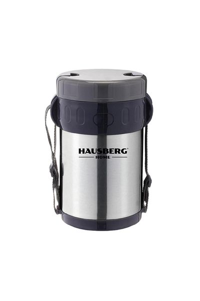 Hausberg Θερμός HB H1461, 2 λίτρα, ανοξείδωτο ατσάλι, 3 δοχεία, κουτάλι, πιρούνι, ανοξείδωτο ατσάλι