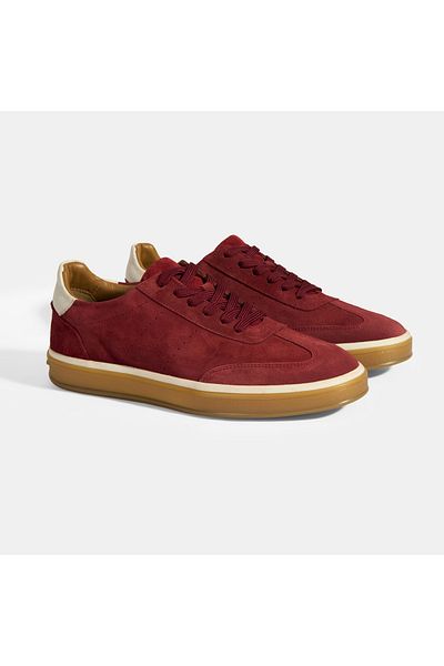 Desa Lianra Burgundy Men's Suede Lace-Up Casual Shoes