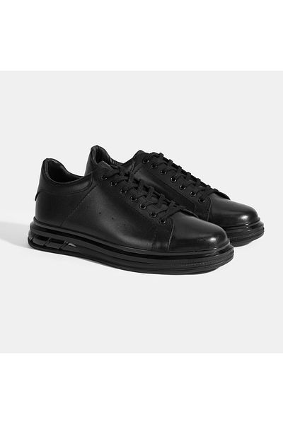 Desa Ανδρικά δερμάτινα casual παπούτσια Siama Black με κορδόνια