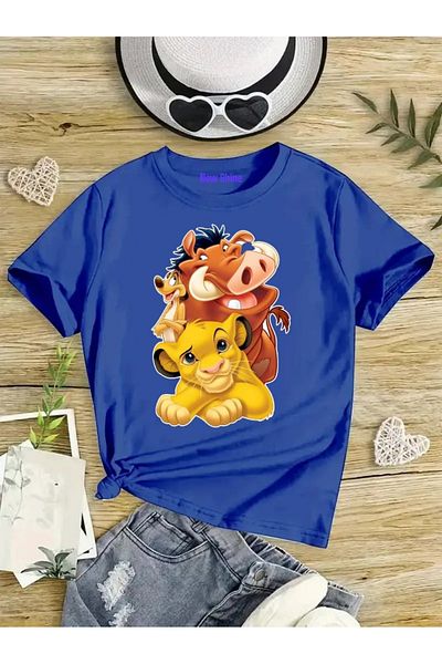 New Shine 1 tricou este un cadou pentru achiziții de 6 și mai sus în coș - Tricou supradimensionat pentru copii cu imprimeu Regele Leu