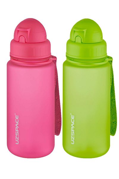 Uzspace 2-Piece Tritan Flask Set with Straw 400 Ml Fiftyfifty