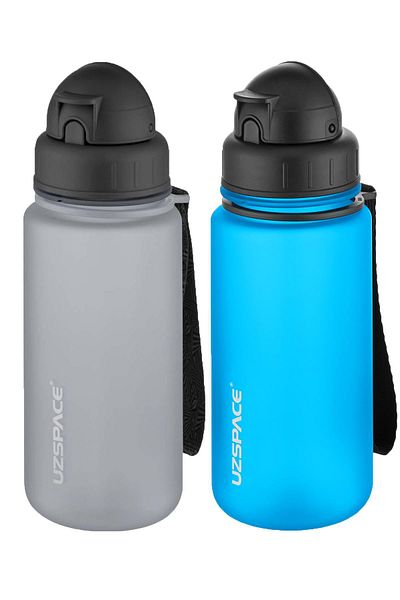 Uzspace 2-Piece Tritan Flask Set with Straw 400 Ml Fiftyfifty