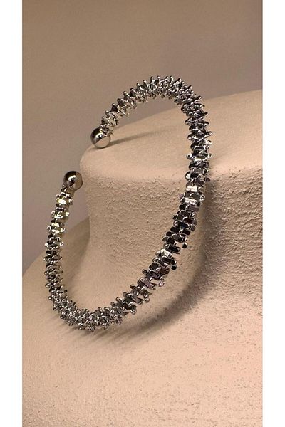 CALİENTE Knurl Steel Handcuffs - Silver Bracelet