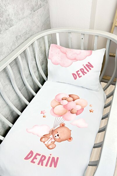 Messido %100 Pamuk Saten Kişiye Özel İsimli Anne Yanı Beşik Nevresim Takımı 60x100 cm - MSD-601