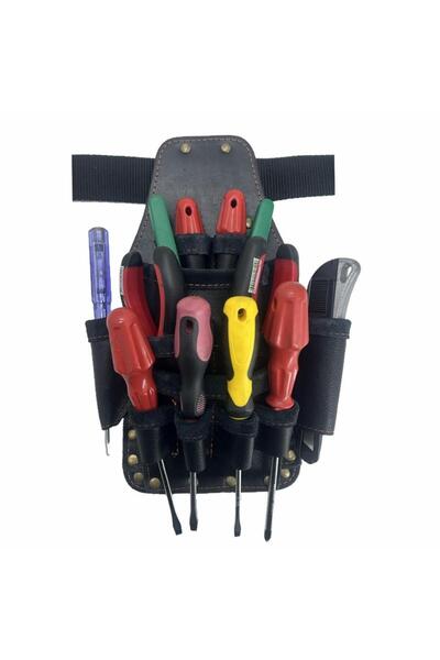 Cantayurdu Hakiki Deri CA218 XL Elektrikçi Teknisyen Bel Çantası Siyah