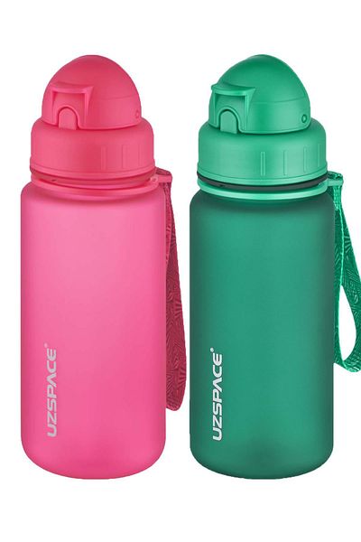 Uzspace 2-Piece Tritan Flask Set with Straw 400 Ml Fiftyfifty