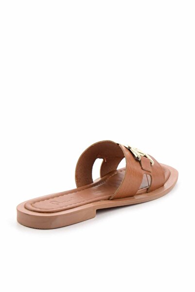 Bambi Tan Genuine Leather Women's Slippers K04826017103