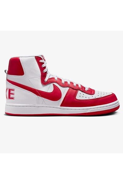 Nike Terminator High Sneaker White Red Lethar Genuine Leather Men's Casual Sneakers White Red