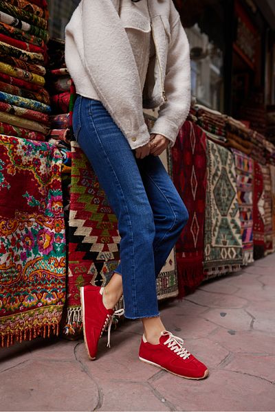 ANGELİNA JONES Tores Women's Red Real Suede Lace-Up Sneaker