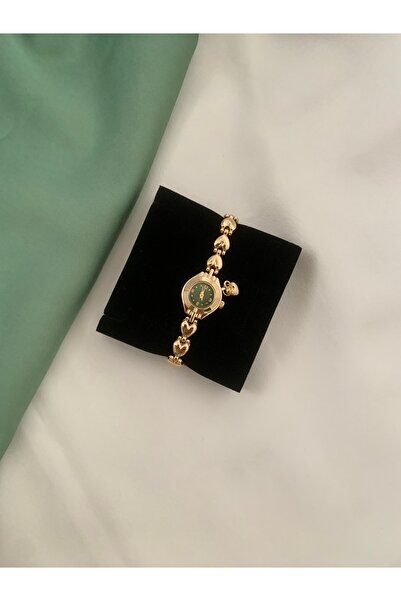 chaoyada Pinterest Model Kalp Charm Yeşil Vintage Saat