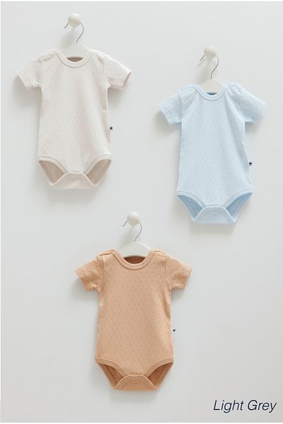 Caramell 100% Cotton 3-Piece Baby Basic Short Sleeve Body Set Baby Boy Air Permeable