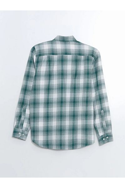 LC Waikiki Lcwaikiki Classic Green Regular Fit Long Sleeve Plaid Gabardine Men's Shirt