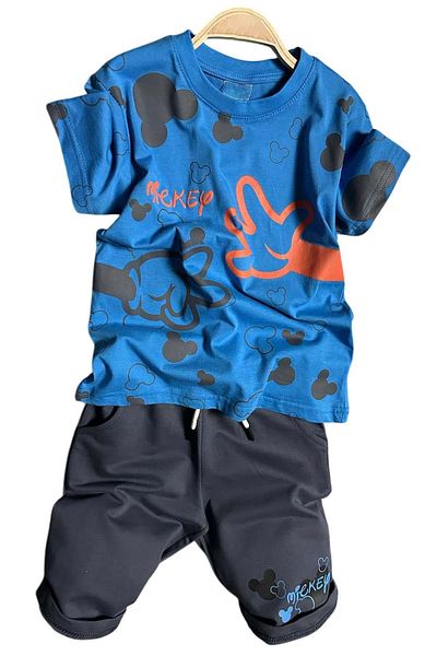 Riccotarz Set de tricou și pantaloni scurți pentru băiat, cu imprimeu cu degete și ursuleț
