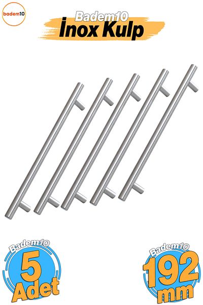 Badem10 Rozmarin 5 bucăți metal inox 192 mm (19,2 cm) mobilier bucătărie sertar dulap mâner mâner