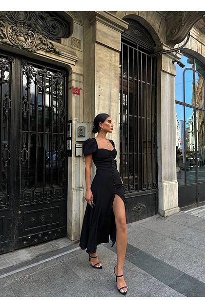 Bak'ap Rochie de vară Pinterest cu mânecă cu balon cu decolteu în formă de inimă