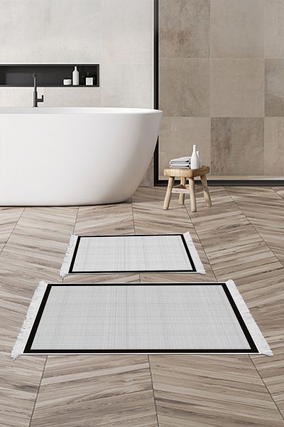 Alanur Home Αντιολισθητική βάση Djt Σετ Τουαλέτας Trend με κρόσσια υφαντό σχέδιο E5007