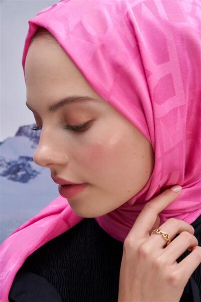 carell Model de litere Jacquard - șal din mătase italiană, roz închis