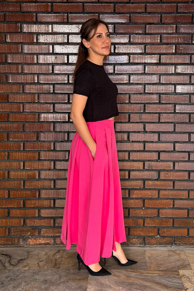 Nihan Kayışoğlu MİDİ PİLELİ CEPLİ KİLOŞ ETEK