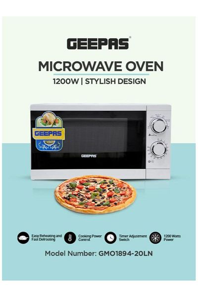 Geepas 20 L Microwave Oven Re-Heating and Fast Defrosting ,Adjustable Temperature & Timer Function