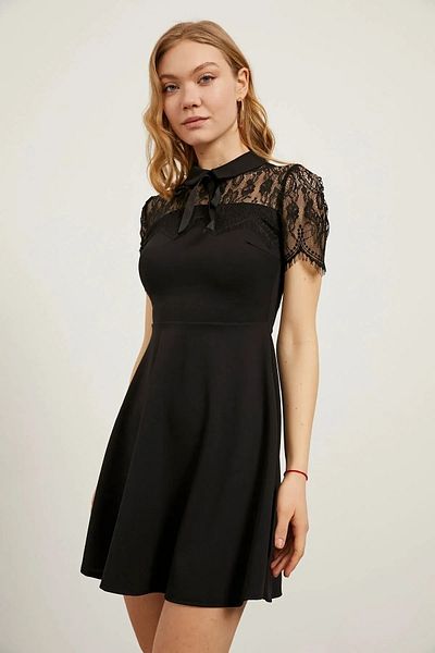 İKLİM LİFE Mini Dress with Laced Chest and Drawstring