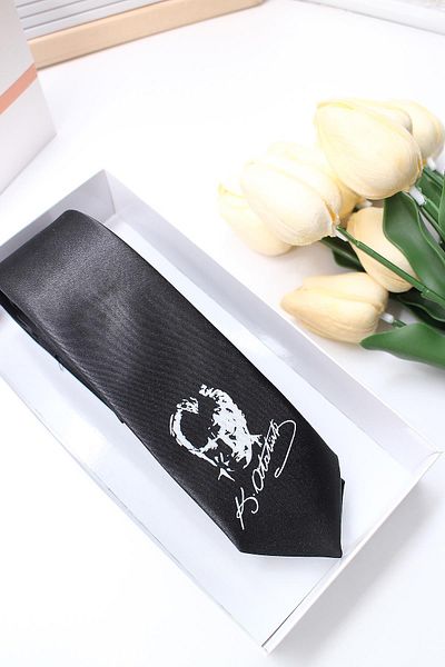 VİTRİNMİXMİNİ Satin Fabric Atatürk Printed Black Color Children's Tie - Special Boxed