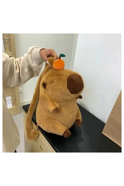 Choice 37x25 Capybara Plush Backpack Kawaii Fashion Plushie Doll Fur Bag Children's Bag Shoulder Bag Mini K