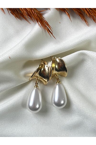 MARISOL ATELIER Şık incili gold çelik küpe