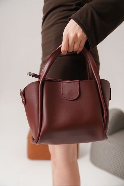 Moda Değirmeni Geantă de mână și de umăr din piele de damă roșu Claret MD1275-316-0003