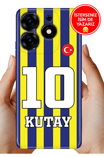 TECNO Spark Go 2024 Kılıf Kişiye Özel İsim Yazılı Forma Tasarım Silikon Çubuklu