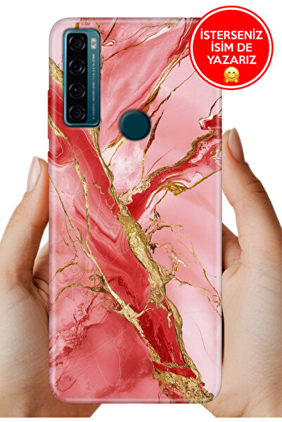TCL 20 SE Uyumlu Kılıf Desenli Rubber Lens Korumalı Silikon Pembemermer 32