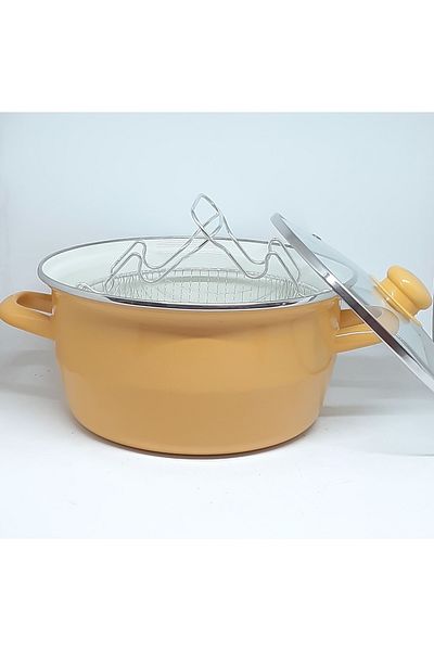 Avşar Enamel 24 cm 3.7 Liter Yellow Braising Pot Yogurt Pot