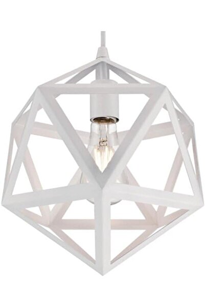 A F N LIGHTING Industrial Diamond Shape Pendant Light 1-Bulb White Metal Hanging Pendant Lamp