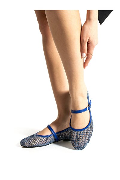 ALEMDAR AYAKKABI Sable Sax Mesh Women's Ballerinas