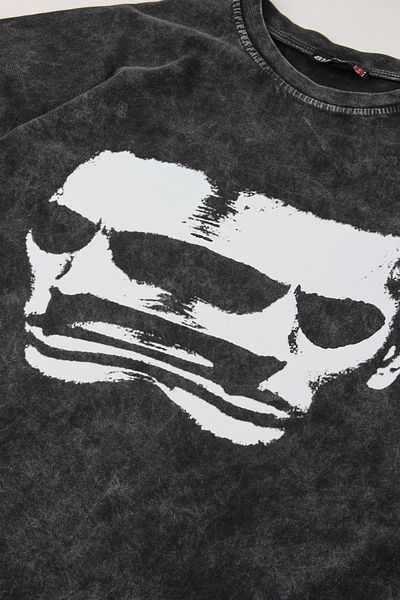 Sekizbiraltı Μαύρο μπλουζάκι Unisex Oversize - Shadow Man Printed and Washed