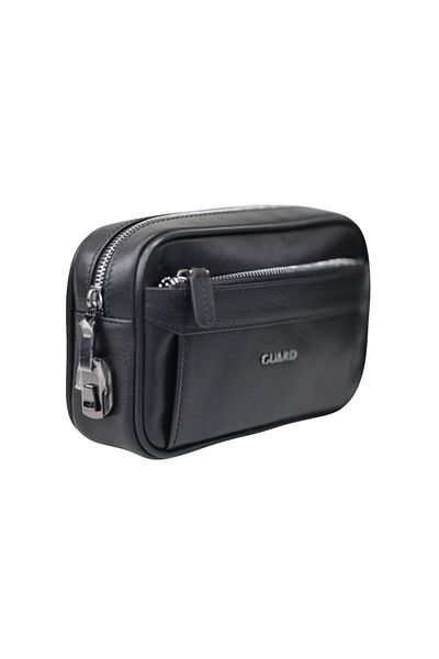 GUARD Black Genuine Leather Unisex Handbag with Combination - Grd 250308 Wt1857