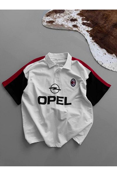ozcelf Milan Polo Neck Oversize Embroidery Embroidered T-Shirt Unisex