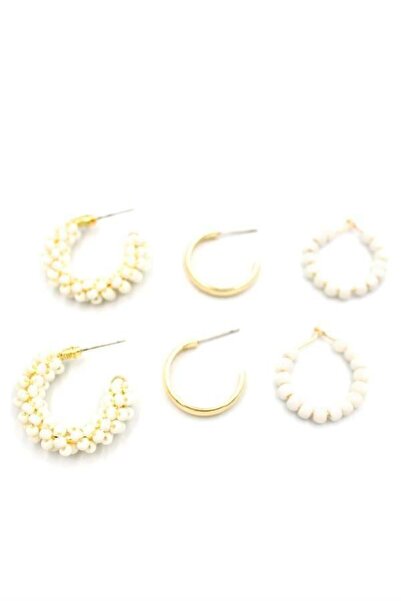 MENESSA مجموعة أقراط مطرزة بالكريمة